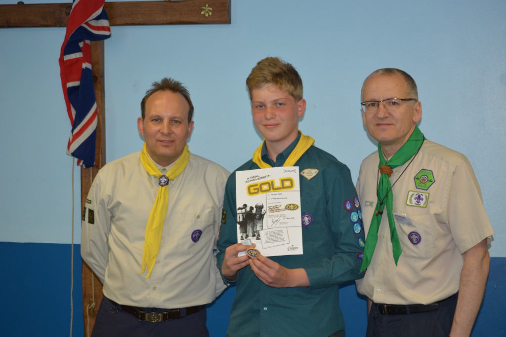 Wargrave Scout Thomas Hicks with Peter Walsh and Mark Ballard